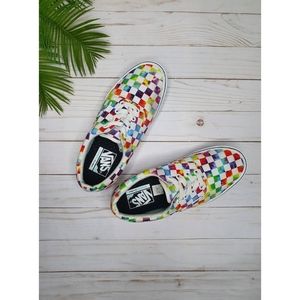 Vans Comfycush Tie-Dye Checkerboard Skate Shoes, White & Rainbow, Women's 7.5